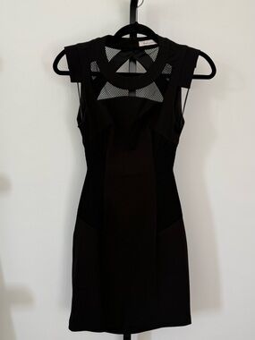 LF Faith in Love Black Mesh Panel Mini Dress with Cutout Neckline